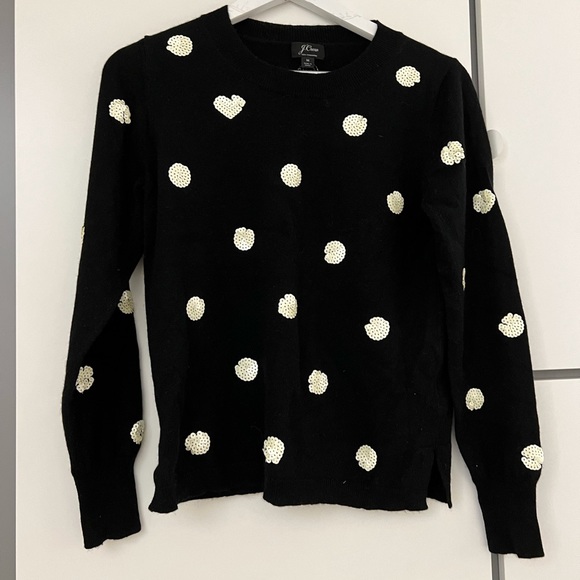 Cashmere sweater by J Crew, size M, black with white paillettes - Picture 3 of 3